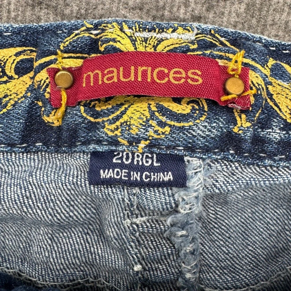 Maurices Womens 20RGL Bootcut Jeans Medium Wash Embroidered Stretch Denim